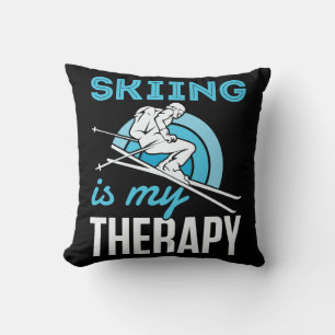 Skiing is mijn therapie grappige skiester Ski Kussen