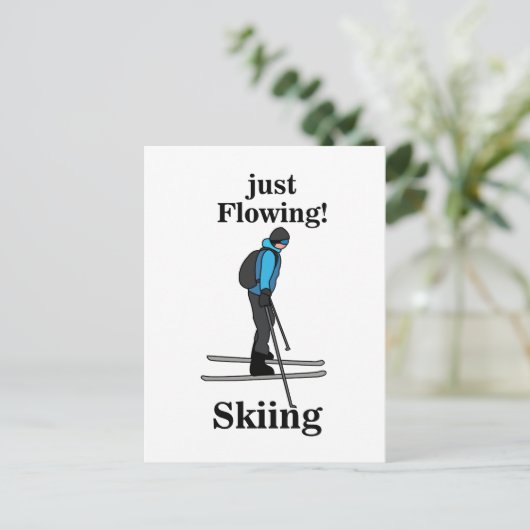 Skiing Just Flowing Skier Briefkaart (Staand voorkant)