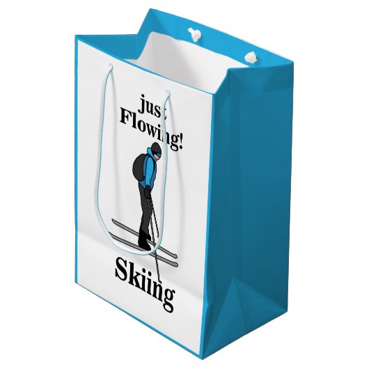 Skiing Just Flowing Skier Medium Cadeauzakje (Voorkant Gekanteld)