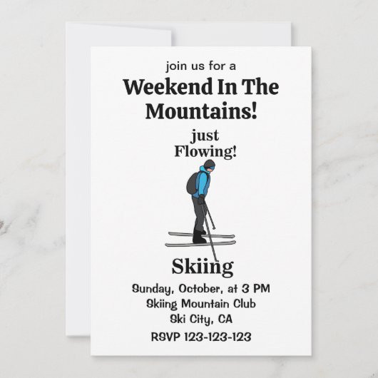 Skiing Just Flowing Skier Party Kaart (Voorkant)