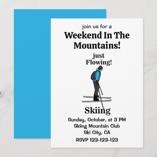 Skiing Just Flowing Skier Party Kaart (Voorkant / Achterkant)