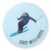 Skiing Keramische Knop (Voorkant)