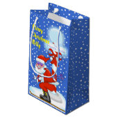Skiing kerstcadeautas voor kerstmis klein cadeauzakje (Achterkant Gekanteld)