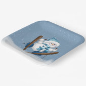 Skiing Kerstmis Snowman Papieren Bordje (Gebogen)