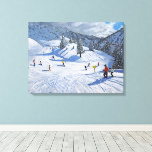 Skiing Kitzbhuel 2014 Canvas Afdruk (Insitu (Houten vloer))