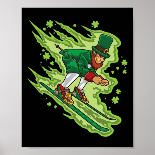 Skiing Leprechaun - Irish Winter Sports - Ski Snow Poster (Voorkant)