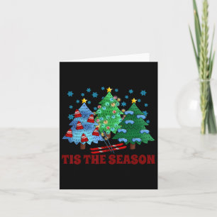 Skiing Liefhebber Xmas Skiing Kerstboom Kerstmis Kaart