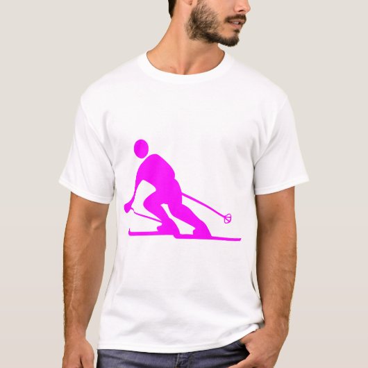 Skiing - Magenta T-shirt (Voorkant)