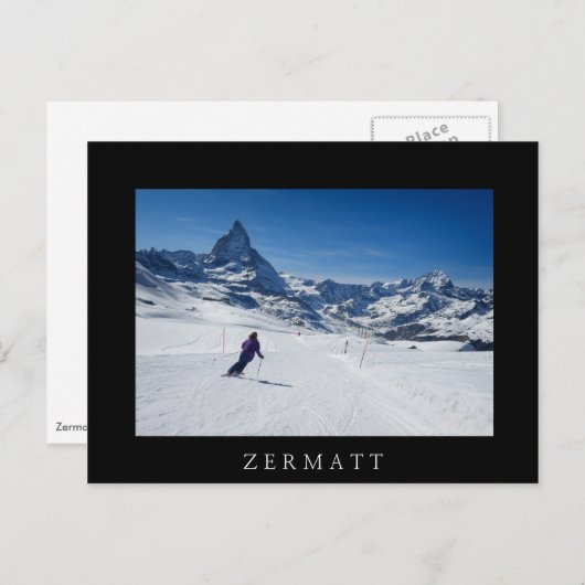 Skiing met Mt. Matterhorn in Zermatt, Zwitserland Briefkaart (Voorkant / Achterkant)