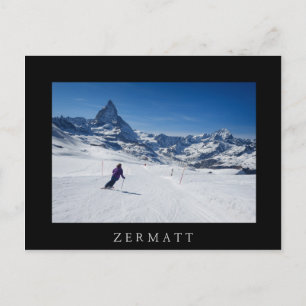 Skiing met Mt. Matterhorn in Zermatt, Zwitserland Briefkaart