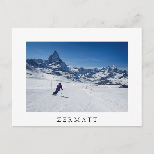 Skiing met Mt. Matterhorn in Zermatt, Zwitserland Briefkaart (Voorkant)