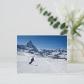 Skiing met Mt. Matterhorn in Zermatt, Zwitserland Briefkaart (Staand voorkant)