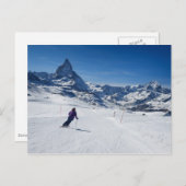 Skiing met Mt. Matterhorn in Zermatt, Zwitserland Briefkaart (Voorkant / Achterkant)