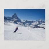 Skiing met Mt. Matterhorn in Zermatt, Zwitserland Briefkaart (Voorkant)