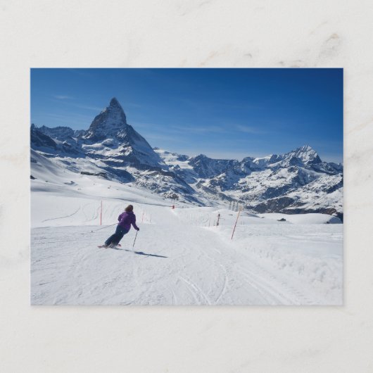 Skiing met Mt. Matterhorn in Zermatt, Zwitserland Briefkaart (Voorkant)