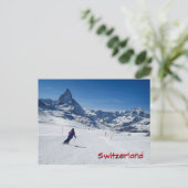 Skiing met Mt. Matterhorn in Zermatt, Zwitserland Briefkaart (Staand voorkant)