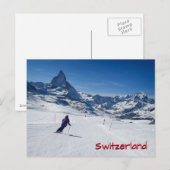 Skiing met Mt. Matterhorn in Zermatt, Zwitserland Briefkaart (Voorkant / Achterkant)