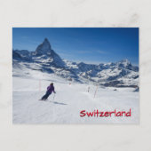 Skiing met Mt. Matterhorn in Zermatt, Zwitserland Briefkaart (Voorkant)