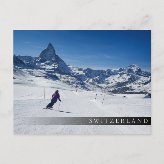 Skiing met Mt. Matterhorn in Zermatt, Zwitserland Briefkaart (Voorkant)