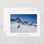 Skiing met Mt. Matterhorn in Zermatt, Zwitserland Briefkaart (Voorkant / Achterkant)