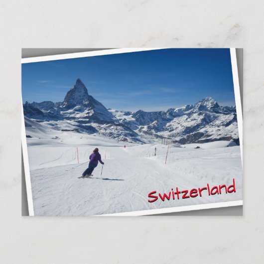 Skiing met Mt. Matterhorn in Zermatt, Zwitserland Briefkaart (Voorkant)