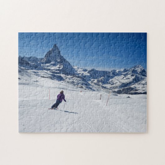 Skiing met Mt. Matterhorn in Zermatt, Zwitserland Legpuzzel (Horizontaal)