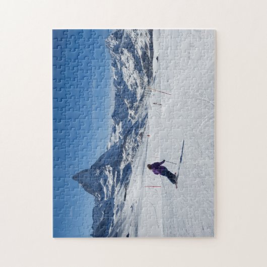 Skiing met Mt. Matterhorn in Zermatt, Zwitserland Legpuzzel (Verticaal)