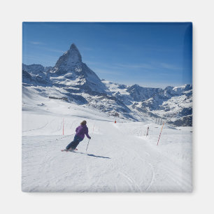 Skiing met Mt. Matterhorn in Zermatt, Zwitserland Magneet