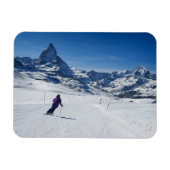 Skiing met Mt. Matterhorn in Zermatt, Zwitserland Magneet (Horizontaal)