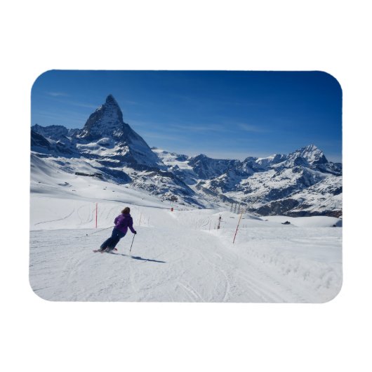 Skiing met Mt. Matterhorn in Zermatt, Zwitserland Magneet (Horizontaal)