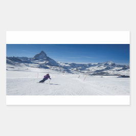 Skiing met Mt. Matterhorn in Zermatt, Zwitserland Rechthoekige Sticker