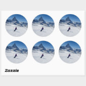 Skiing met Mt. Matterhorn in Zermatt, Zwitserland Ronde Sticker (Vel)