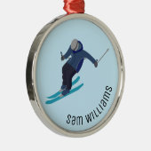 Skiing Metalen Ornament (Rechts)