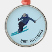 Skiing Metalen Ornament (Voorkant)