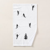 Skiing Modern Black & White Ski Skiers Theme Bad Handdoek (Handdoek)