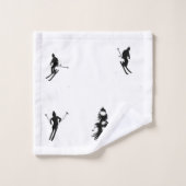 Skiing Modern Black & White Ski Skiers Theme Bad Handdoek (Wasdoekje)
