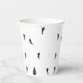 Skiing Modern Black & White Ski Skiers Theme Papieren Bekers (Voorkant)
