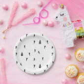 Skiing Modern Black & White Ski Skiers Theme Papieren Bordje (Feest)