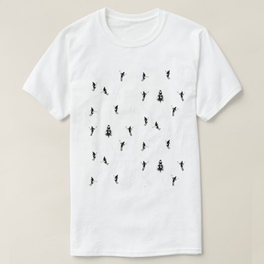 Skiing Modern Black & White Ski Skiers Theme T-shirt (Design voorkant)