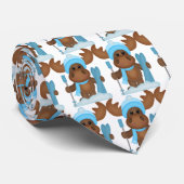 Skiing Moose Holiday Cartoon stropdas (Opgerold)