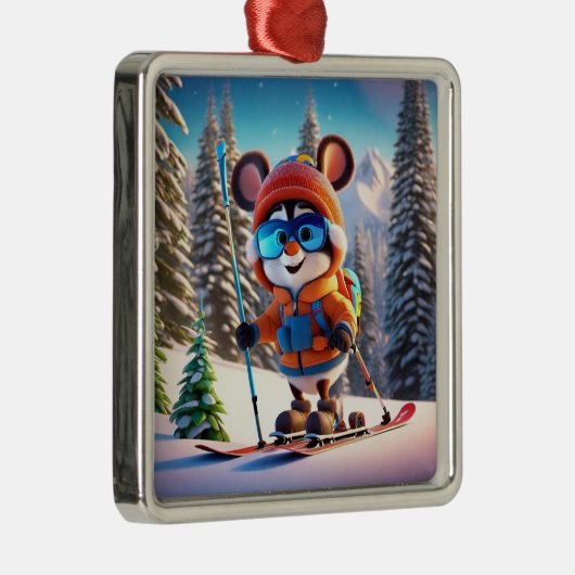 Skiing Mouse Kerst Ornament (Rechts)