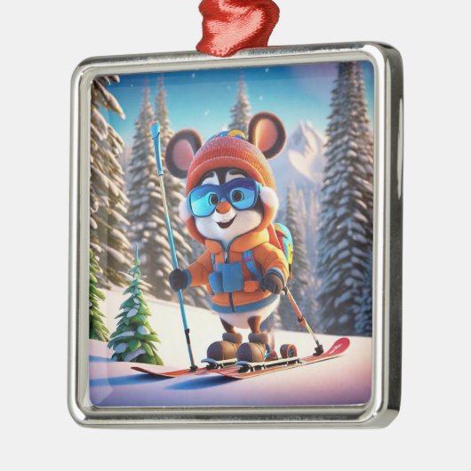 Skiing Mouse Kerst Ornament (Links)
