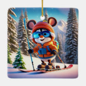 Skiing Mouse Kerst Ornament (Achterkant)