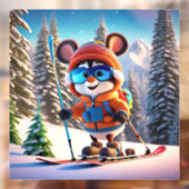 Skiing Mouse Window Cling Raamsticker (Vel 2)