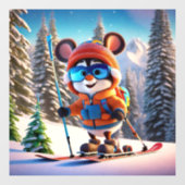 Skiing Mouse Window Cling Raamsticker (Vel)
