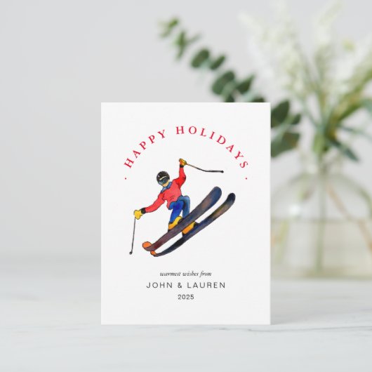 Skiing Non-Photo Kerstfeestay Kaart (Staand voorkant)