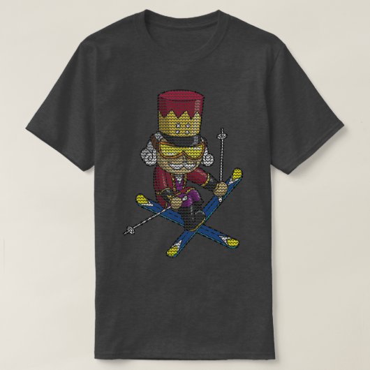 Skiing Nutkraker Ski Kerstmis Pattern Skier T-shirt (Design voorkant)