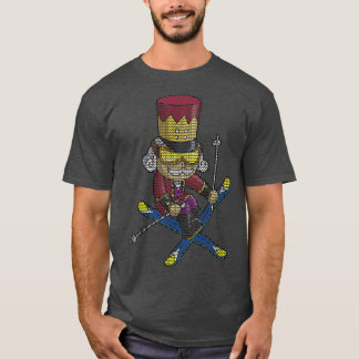 Skiing Nutkraker Ski Kerstmis Pattern Skier T-shirt
