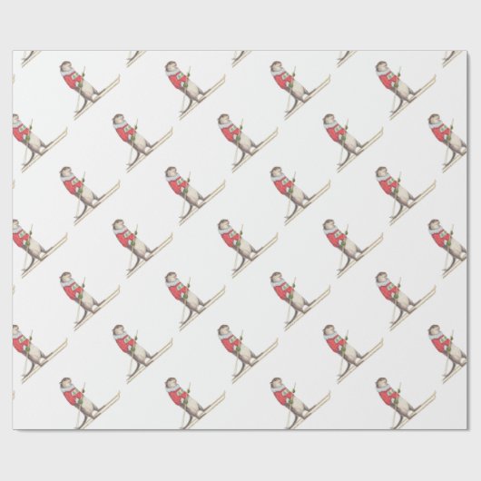 Skiing Otter Cadeaupapier (Vlak)