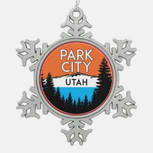 Skiing Park City Utah Ski Tin Sneeuwvlok Ornament